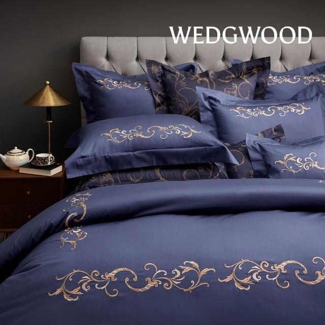 【WEDGWOOD】純棉刺繡 薄被套床包枕套四件組(特大任選｜60支300織)