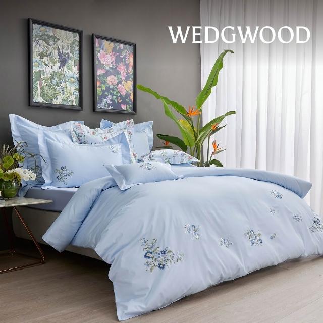 【WEDGWOOD】純棉刺繡 薄被套床包枕套四件組(特大任選｜60支300織)