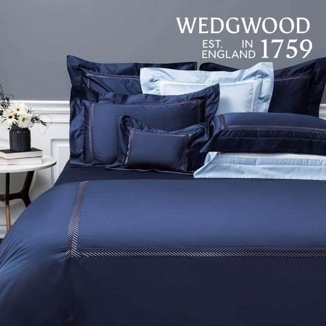 【WEDGWOOD】純棉刺繡 薄被套床包枕套四件組(特大任選｜60支300織)