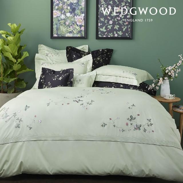 【WEDGWOOD】純棉刺繡 薄被套床包枕套四件組(特大任選｜60支300織)