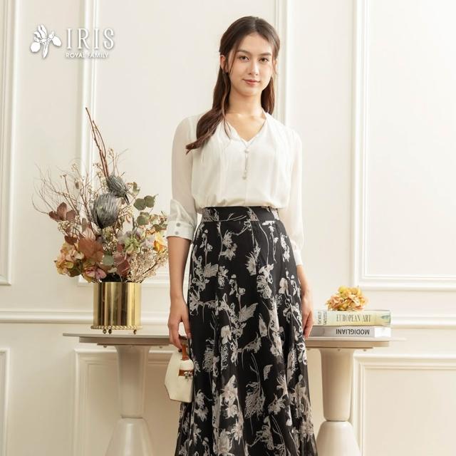 【IRIS 艾莉詩】文藝水墨印花長裙-黑色(56214)