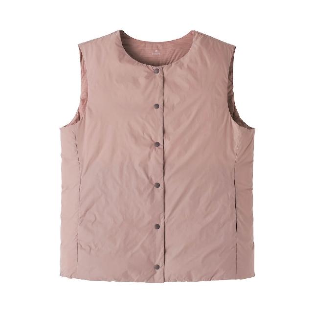 【MUJI 無印良品】女輕量羽絨可攜式無領背心(薰衣草紫/黑色/淺米/煙燻粉/深棕)