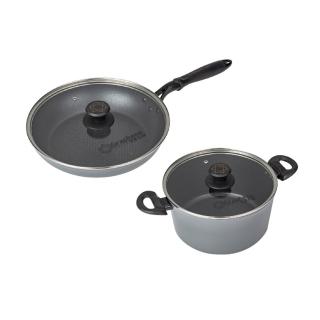 【DIAMOND CHEF】黑金石墨烯不沾鍋雙鍋組-平底鍋28cm+湯鍋24cm(含蓋/IH爐可用)