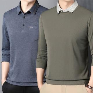 【NEW FORCE】商務潮男純色翻領長袖POLO衫(長袖POLO衫/長袖上衣/保暖上衣/休閒上衣)