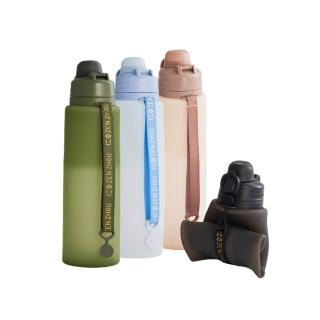 【仁舟淨塑】捲捲矽水瓶3.0_1000ml_附吸管(水壺/隨行杯/可捲收/矽膠水瓶/運動水壺/環保杯)