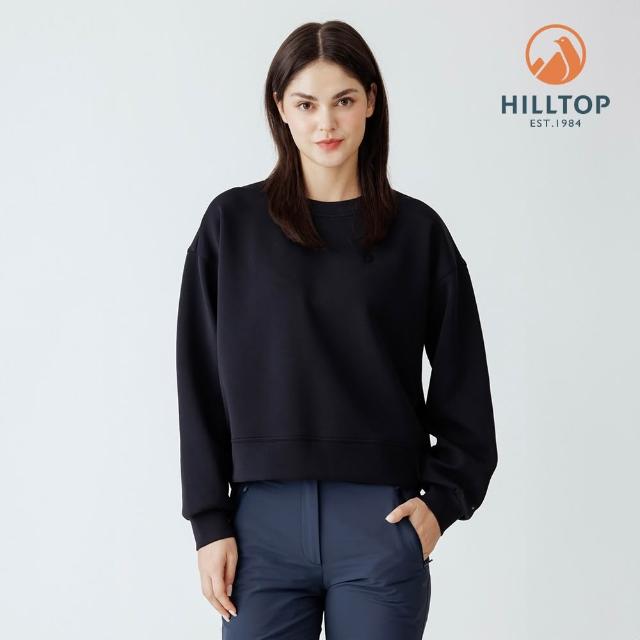 【Hilltop 山頂鳥】momo獨家特談 男女款 吸濕快乾保暖彈性長袖上衣(圓領/V領/胸前LOGO)