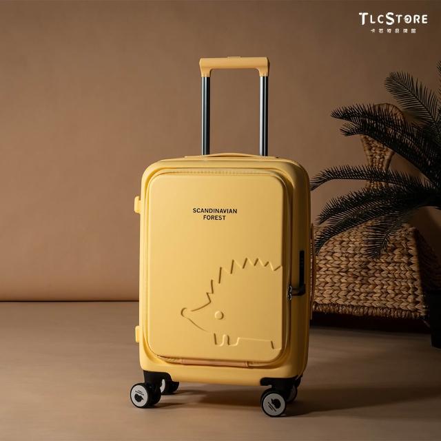 【TLCSTORE】SCANDINAVIAN FOREST北歐小刺蝟 20吋前開可擴充上掀行李箱/登機箱(2年保固 海關鎖)