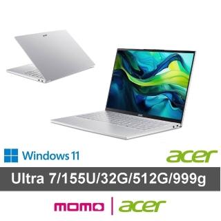 【Acer 宏碁】14吋Ultra 7 999g極輕薄AI筆電(Swift Lite/SFL14-54M-72JK/Ultra 7-155U/32G/512G/W11)