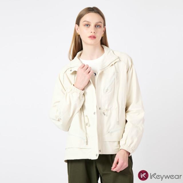【KeyWear 奇威名品】都會詩篇-都會機能抽繩立領風衣外套長袖外套(共3色)