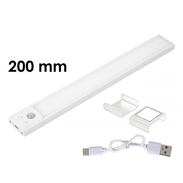 【CARSLAVE】LED 智能感應小夜燈 200mm 人體感應 光感(廚房燈 感應燈 三檔調光 USB無線 超薄 樓梯燈)