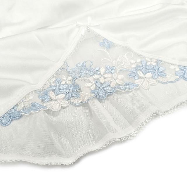 【Gennies 奇妮】花卉刺繡蕾絲半身襯裙(粉紅/水藍)