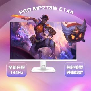 【MSI 微星】PRO MP273W E14A 27型 IPS 144Hz 平面護眼商用螢幕(EyesErgo護眼技術/HDMI/1ms/內建喇叭)