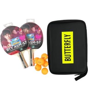 【BUTTERFLY】桌球入門組含桌拍2支拍袋乙個訓練級桌球6顆(TT1707TT1970)
