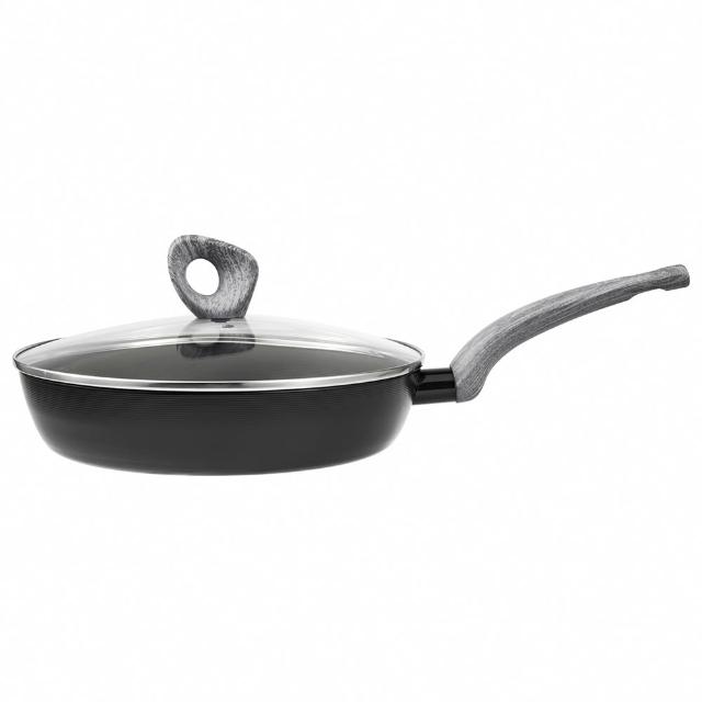 【CorelleBrands 康寧餐具】WORLD KITCHEN 平煎拿鐵鍋28cm-含蓋(三色任選-台灣製造)