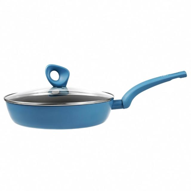 【CorelleBrands 康寧餐具】WORLD KITCHEN 平煎拿鐵鍋28cm-含蓋(三色任選-台灣製造)