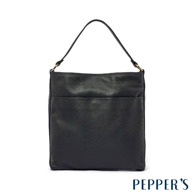 【PEPPER’S】momo獨家販售FUTUREME 真皮直式肩背托特袋 - 摩卡棕/簡約黑(托特袋 直式 肩背包 真