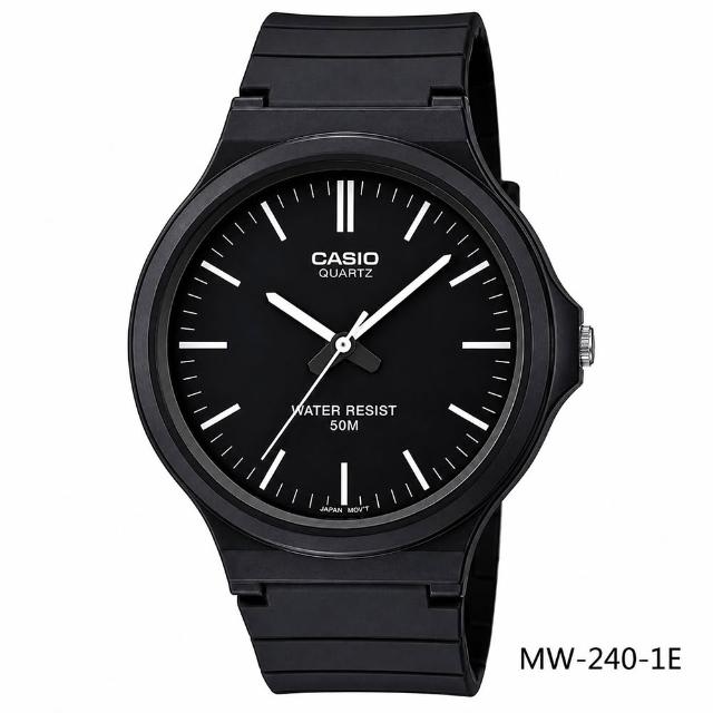 【CASIO 卡西歐】MW-240 大錶面靜音防水50米 指針錶(學生必備 錶徑約4.36公分)