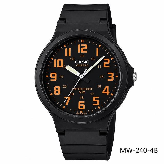 【CASIO 卡西歐】MW-240 大錶面靜音防水50米 指針錶(學生必備 錶徑約4.36公分)