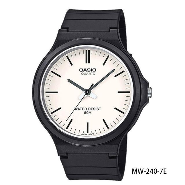 【CASIO 卡西歐】MW-240 大錶面靜音防水50米 指針錶(學生必備 錶徑約4.36公分)