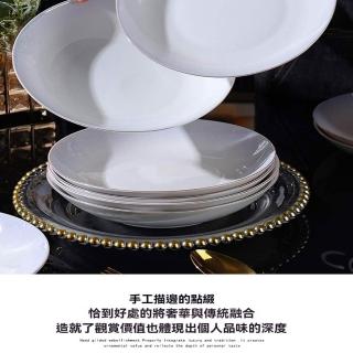 漸層藍高顏值餐盤陶瓷盤家用碗碟組高級感高溫烤花碟子菜盤 簡約典雅設計(日式陶瓷碗 餐桌美學 耐熱碗盤)