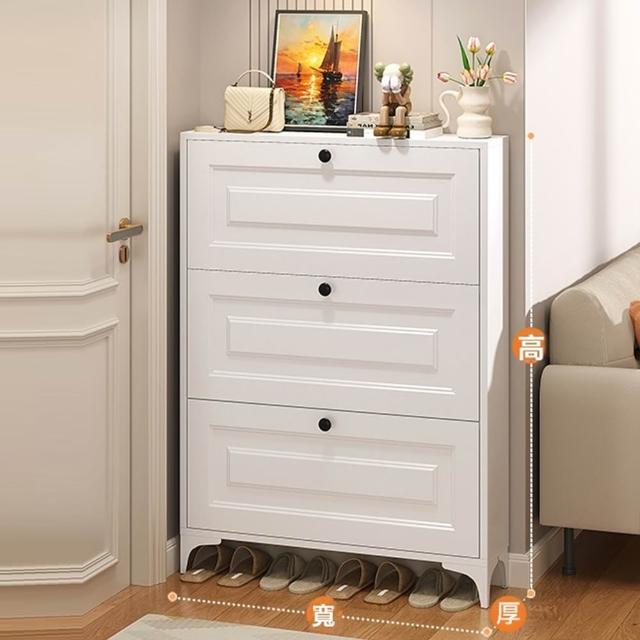 【匠藝家居】免安裝碳鋼超薄鞋櫃 三層80*12*115公分 一體式大容量(鞋櫃 鞋架 防塵鞋櫃 玄關鞋櫃 預購15天)