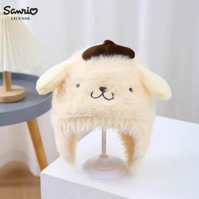 【SANRIO 三麗鷗】正版授權高質感凱蒂貓大耳狗帕恰狗布丁狗美樂蒂酷洛米兒童毛帽(孫女女兒 