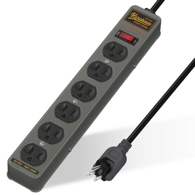 【iPlus+ 保護傘】1開6插3P黑傘鐵殼延長線1.2m-2入組(KU-5162J.防火防突波.旋轉插頭.插座.電源線)