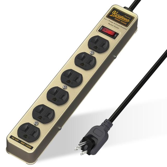 【iPlus+ 保護傘】1開6插3P黑傘鐵殼延長線1.2m-2入組(KU-5162J.防火防突波.旋轉插頭.插座.電源線)