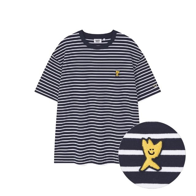 【Wacky WiLLY】官方旗艦館 KIKY Logo條紋短袖T恤(UNI短袖上衣 黑/綠/海軍藍色)