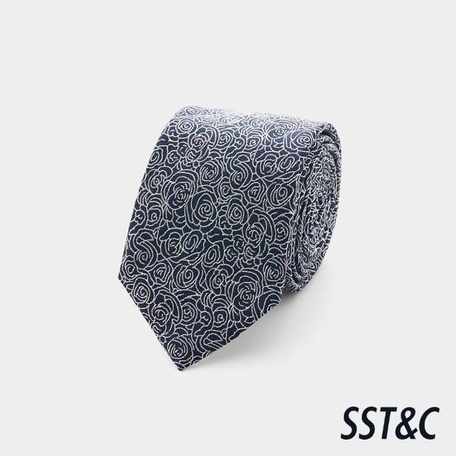 【SST&C】男款藏青玫瑰窄版真絲領帶-825211261351(新品8折)