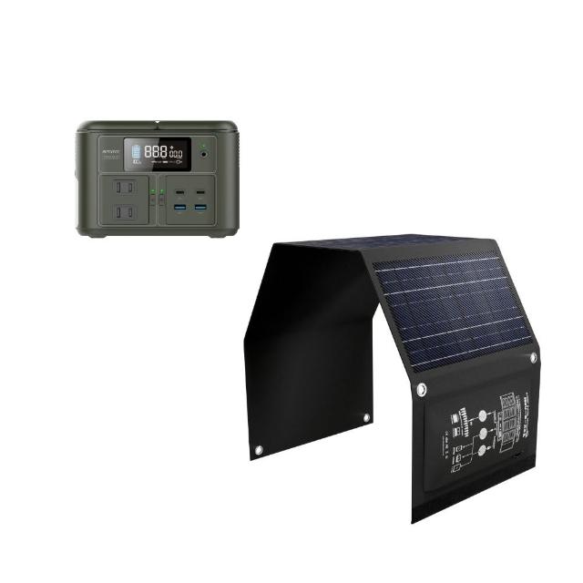 【MIRENEX】emirai NEX430儲能小瓦力PRO+30W攜帶式太陽能板組合(戶外防災露營小電站/安全耐用磷酸鐵鋰)
