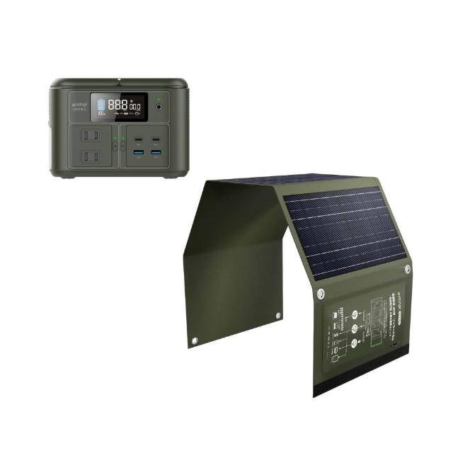 【MIRENEX】emirai NEX430儲能小瓦力PRO＋40W攜帶式太陽能板組合(戶外防災露營小電站/安全耐用磷酸鐵鋰)
