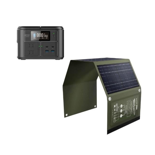 【MIRENEX】emirai NEX430儲能小瓦力PRO＋40W攜帶式太陽能板組合(戶外防災露營小電站/安全耐用磷酸鐵鋰)