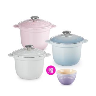 14698509 OL 【Le Creuset】萬用窈窕鑄鐵鍋 18-雪紡粉/海岸藍/水霧白 3色選1(贈韓式飯碗10cm 3色選1)