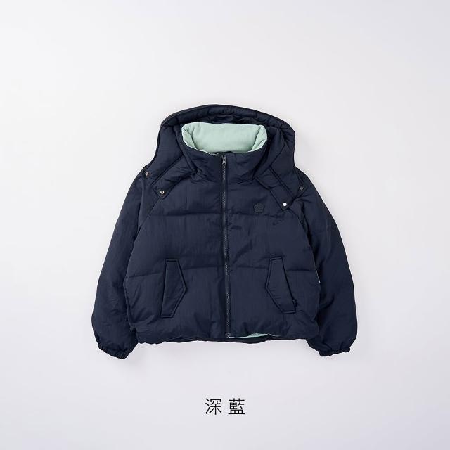 【gozo】撞色蓬蓬連帽羽絨外套(兩色)