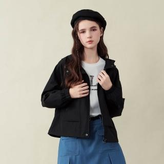 【ELLE ACTIVE】女款 防潑水連帽機能外套-黑色(EA25A2W6102#99)