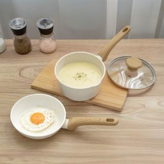 【KINYO】頂級鑽石不沾輕量鑄造IH 雙鍋組(16cm平煎鍋+16cm湯鍋/不挑爐具)