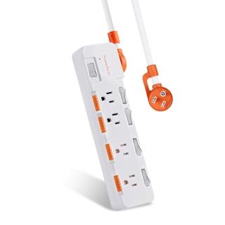 【PowerSync 群加】5開4插防雷防塵大間距延長線/1.8m(2色)