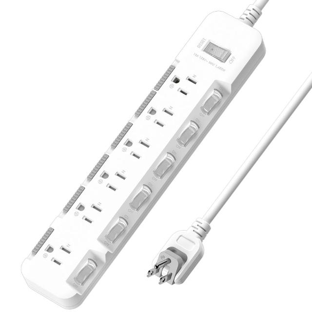 【iPlus+ 保護傘】7開6插3P防塵抗雷擊旋轉插頭延長線4.5M(PU-3767S 斜面開關.台灣製.防火)