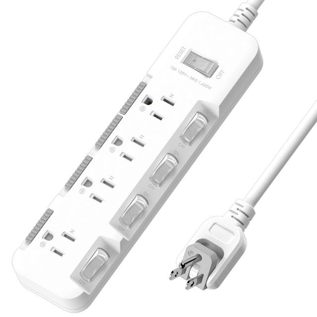 【iPlus+ 保護傘】5開4插3P防塵抗雷擊旋轉插頭延長線1.2M(PU-3547S 斜面開關.台灣製.防火)