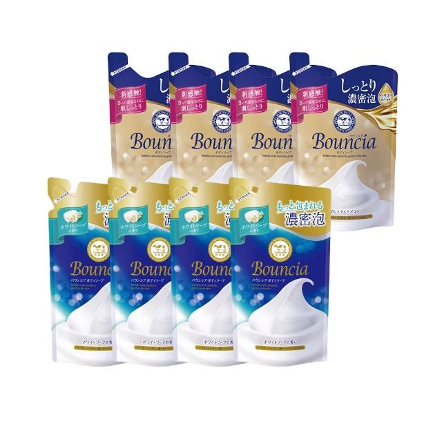 【日本牛乳石鹼】Bouncia美肌滋潤/極致水潤沐浴乳補充包x8入(優雅花香/愉悅花香360ml/極致水潤340ml)