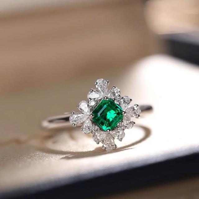 【海斯珠寶】時光森林系列 18K金 哥倫比亞木佐祖母綠 天然鑽石 戒指 雙戴式設計 送禮禮盒包裝 精緻推薦