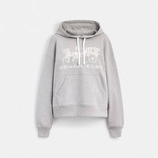【COACH】蔻馳官方直營 COACH CLOT馬車圖案休閒連帽衫-灰色(CDD84)