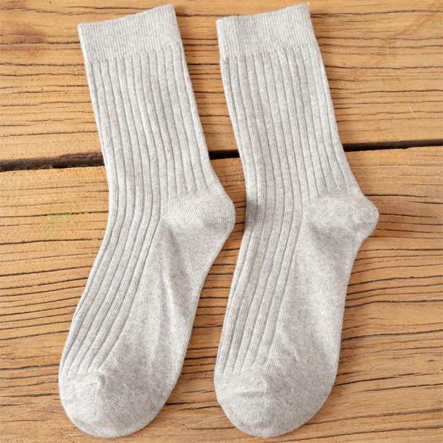 【Dagebeno荷生活】復古色面料舒適日式女款中筒襪 彈力適中棉柔親膚羅紋堆堆襪(7雙)