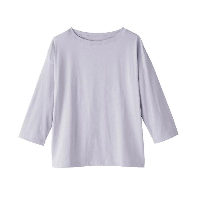 【MUJI 無印良品】女天竺船領七分袖T恤(白色/淺灰/深灰/黑色/煙燻粉/橘色/粉紫)
