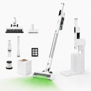 【SANSUI 山水】小白淨|自動集塵無線吸塵器(SVC-P880)綠光顯塵/集塵式/除螨/寵物家庭/強吸力/情人節