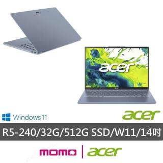 【Acer 宏碁】14吋Ryzen AI 5 999g極輕薄AI筆電-藍(Swift Lite/SFL14-41M-R1MR/R5-240/32G/512G/W11)
