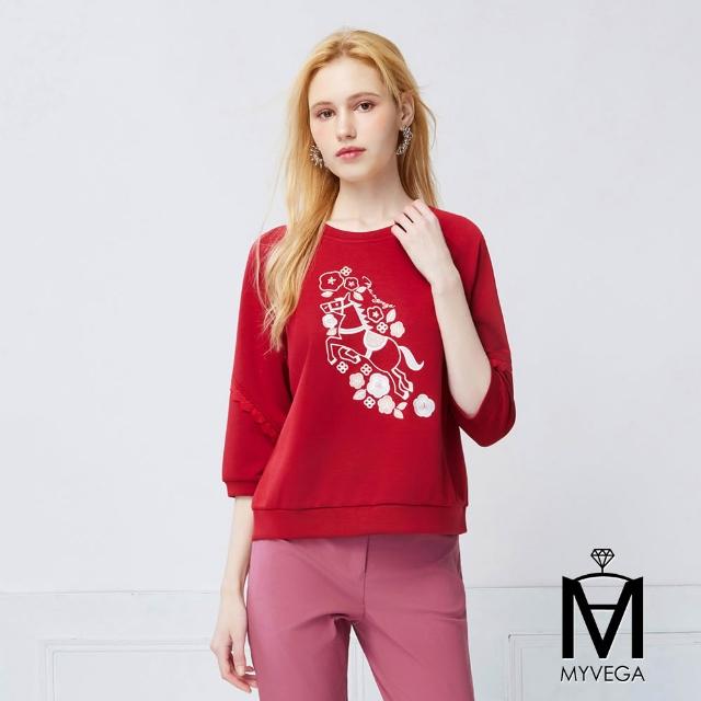 【MYVEGA 麥雪爾】MA小香風剪裁七分袖拉鍊外套/領巾紋理/花卉刺繡上衣-多款任選(小香風外套)