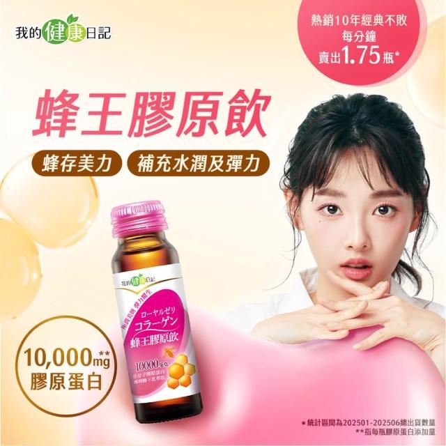 【我的健康日記】膠原飲96入組(蜂王、燕窩 兩款任選 10000毫克小分子膠原蛋白)
