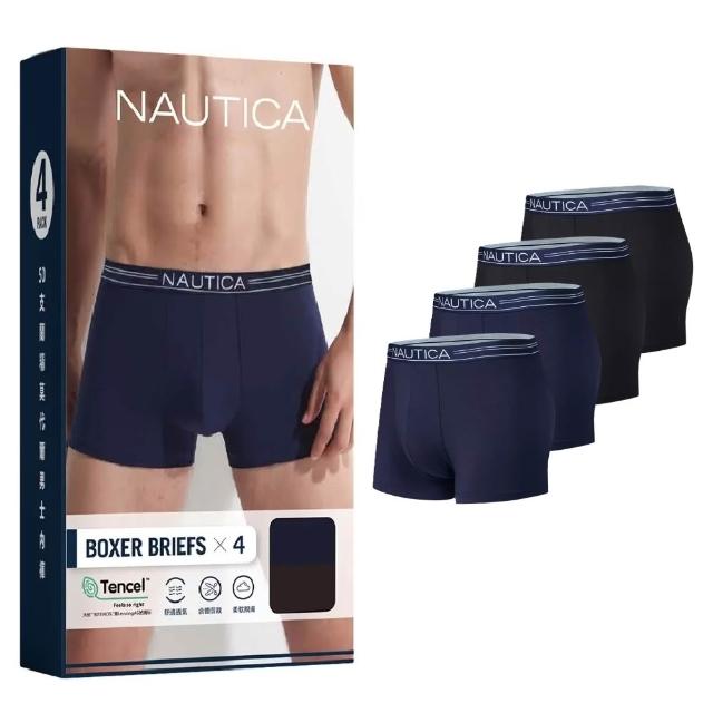 【NAUTICA】4件組 莫代爾男士內褲 男內褲 男平口褲 舒適 透氣 貼身 短版 天絲 涼感